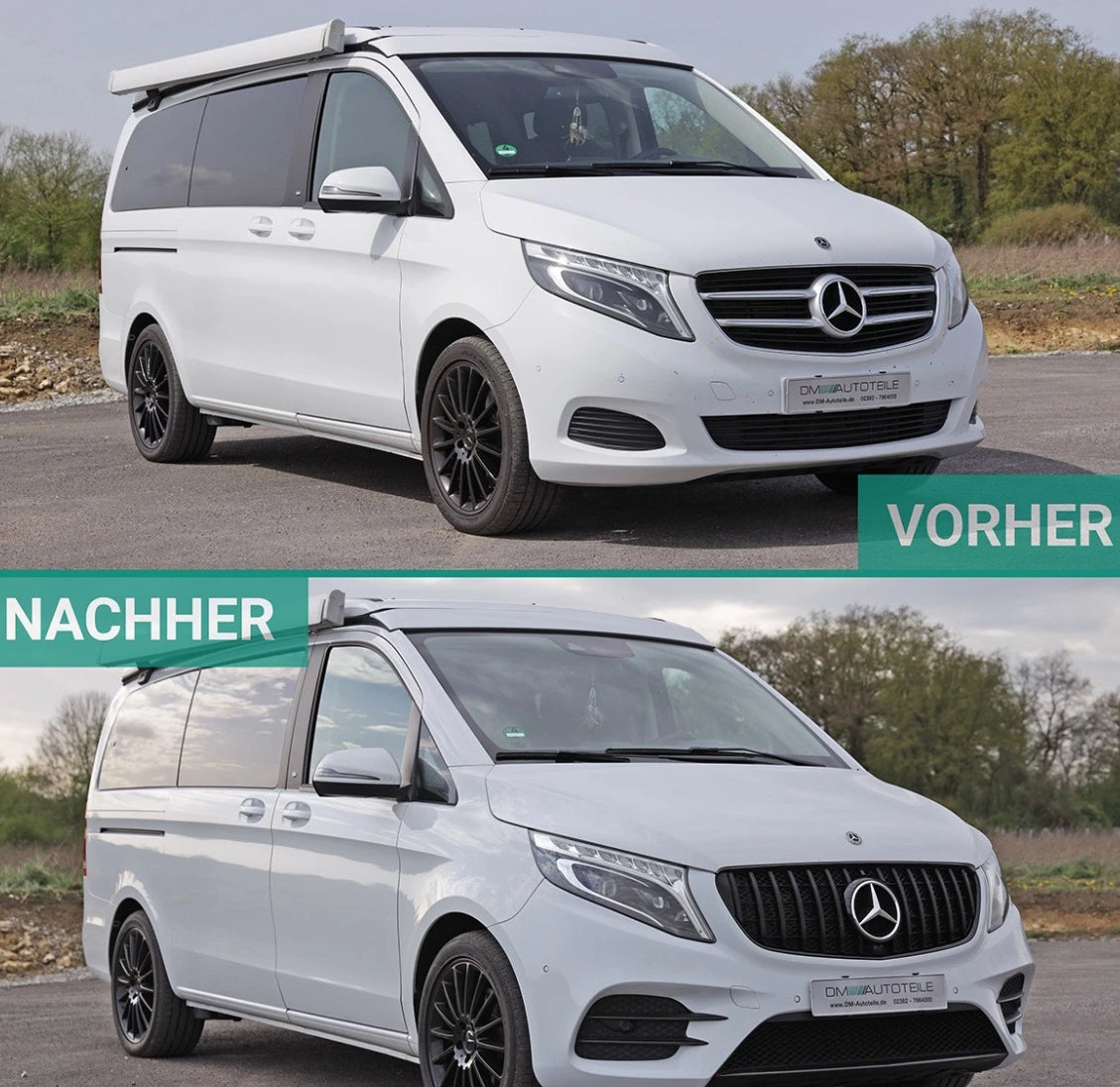 Mercedes V-Klasa W447 Panamericana Grill Rešetka hladnjaka Piano Crna
