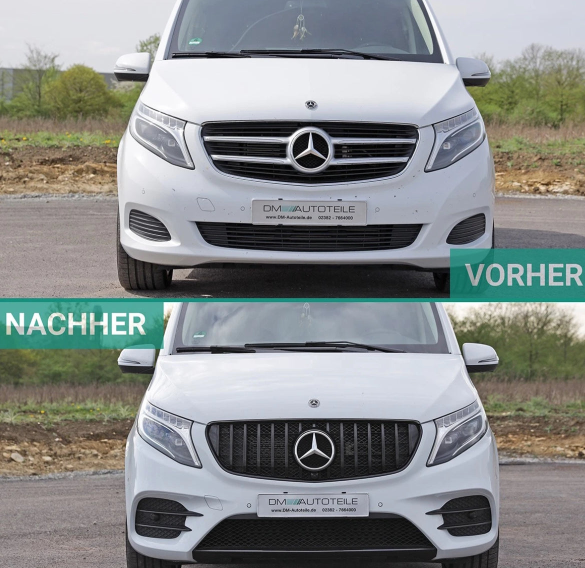 Mercedes V-Klasa W447 Panamericana Grill Rešetka hladnjaka Piano Crna