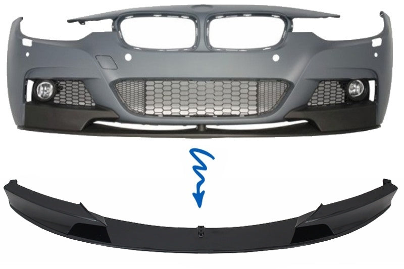 Prednji lip za BMW F30 F31 Piano crni Dvodjelni