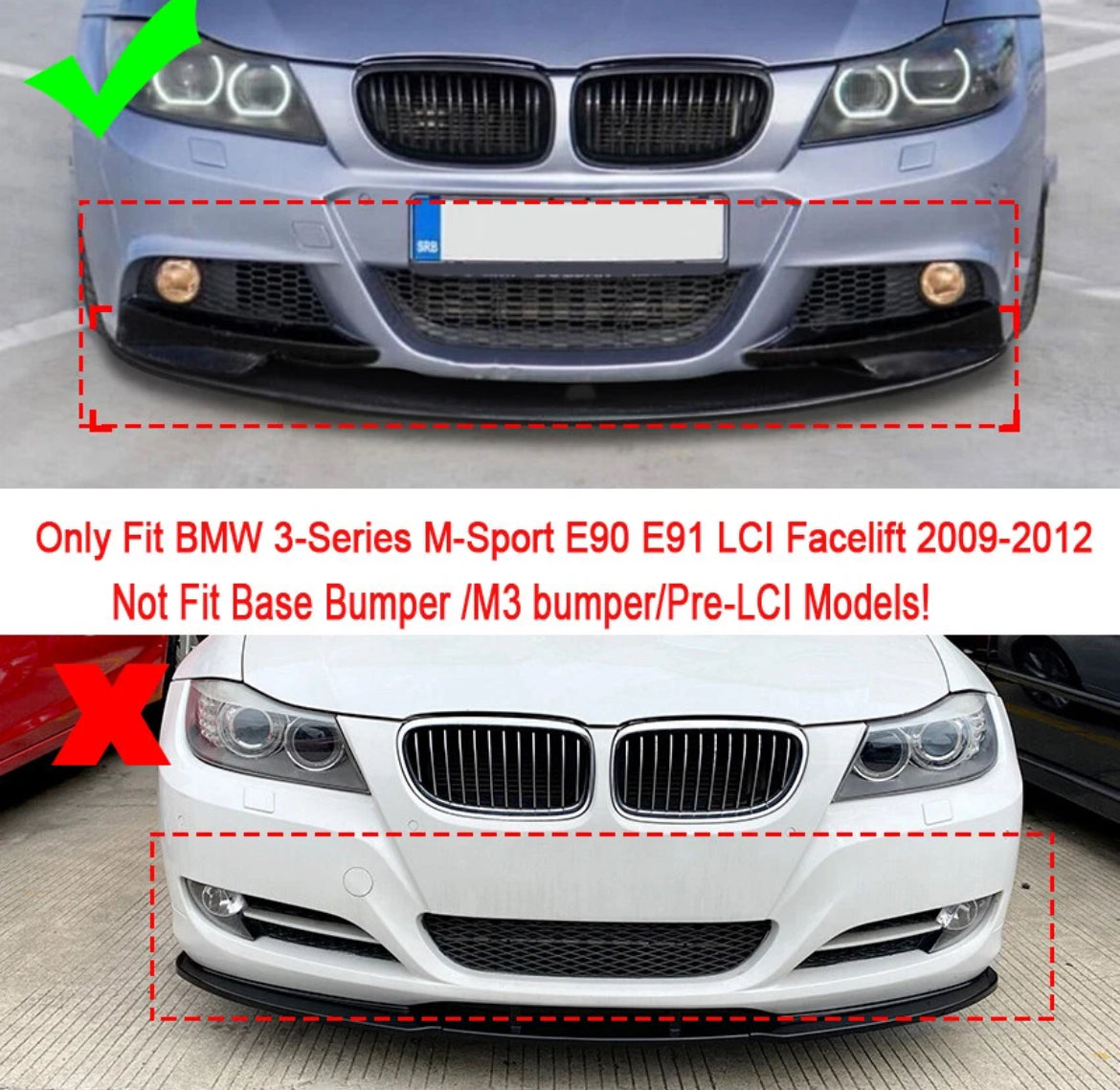 BMW E90 E91 LCI PREDNJI LIP Piano Black M Performance