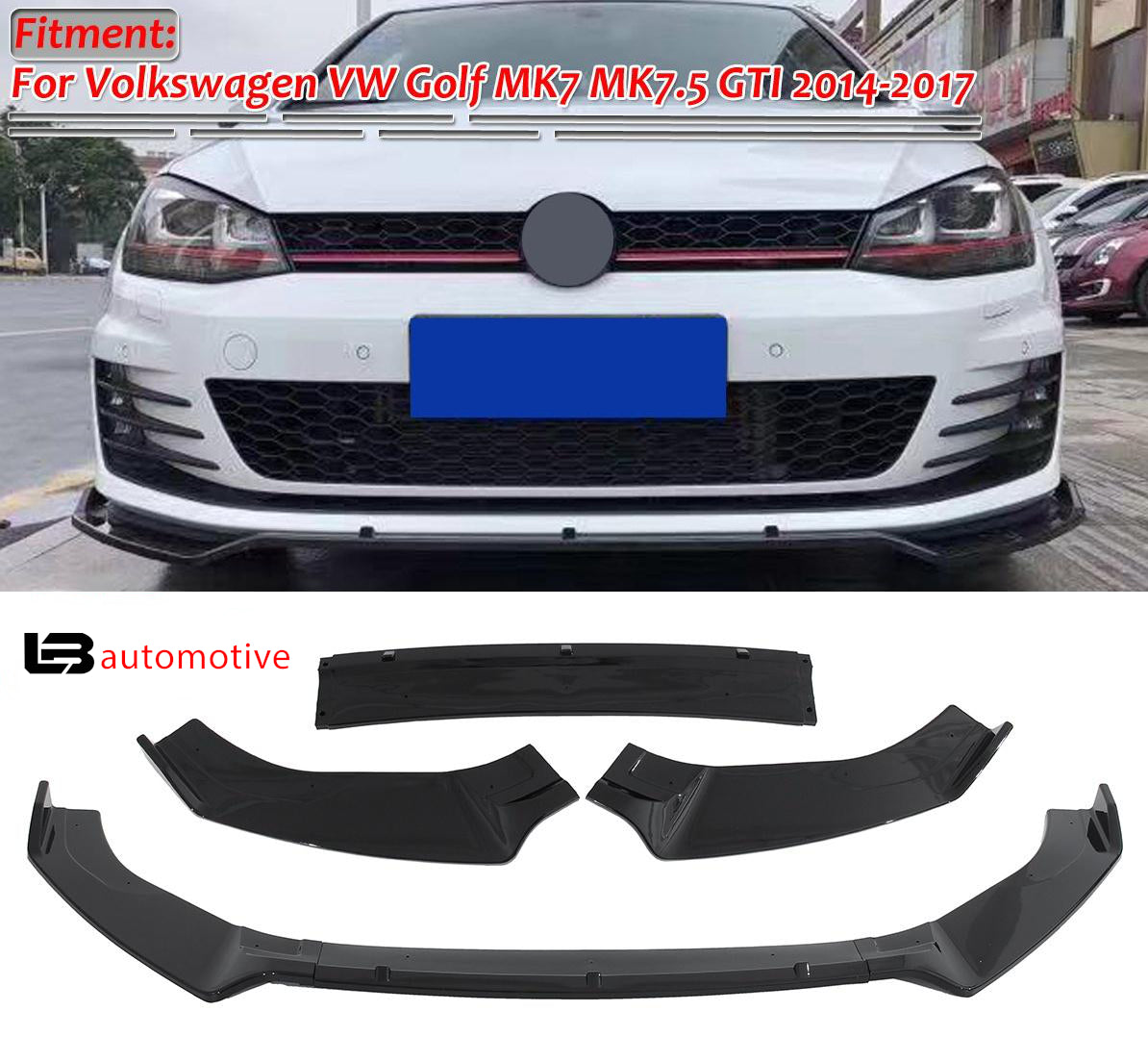 FRONT LIP for VW GOLF 7 / 7.5 Glossy Black