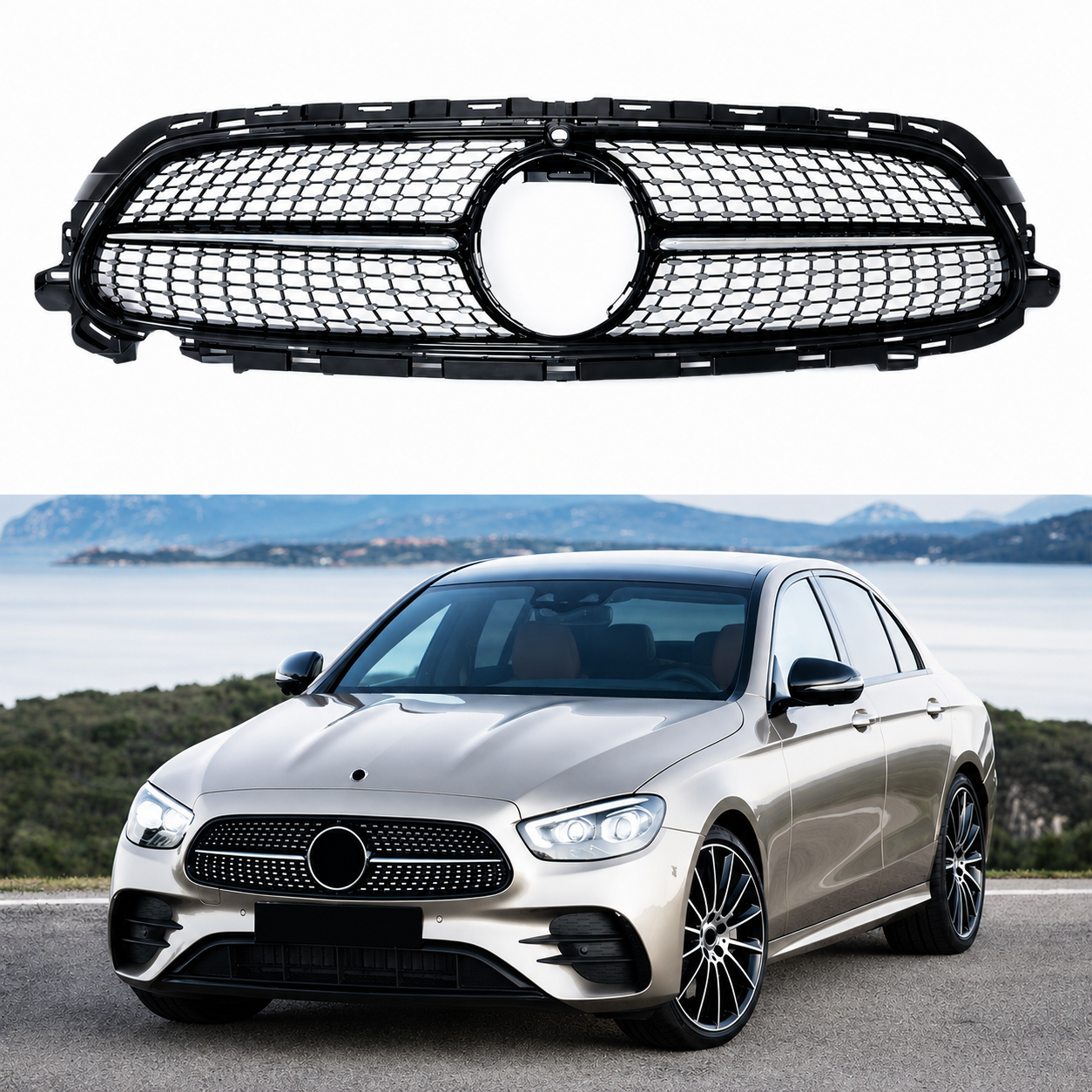 Diamond grill maska za Mercedes-Benz E-klasa W213 Facelift CRNA