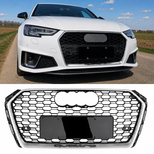 RS4 Style Grill prednja maska za Audi A4 B9 2015.-2019. Silver