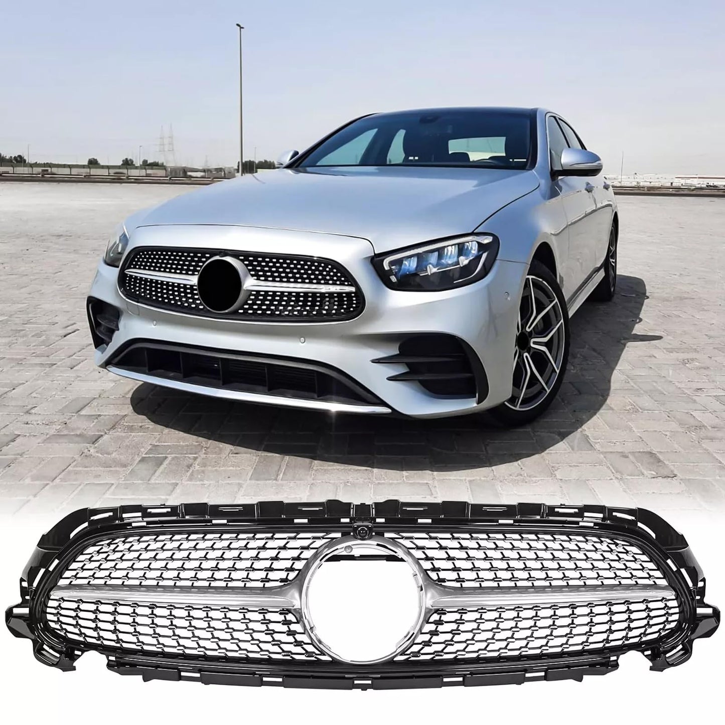 Diamond grill maska za Mercedes-Benz E-klasa W213 Facelift Silver