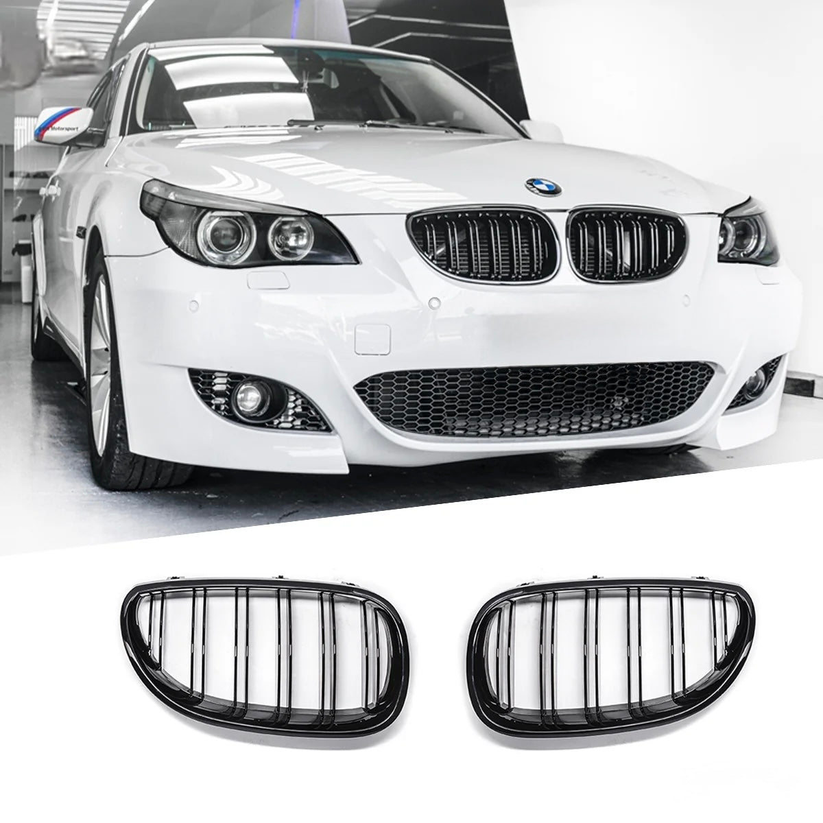 LEDVIČKE REŠETKE za BMW E60 E61 ČRNO SIJAJ M5