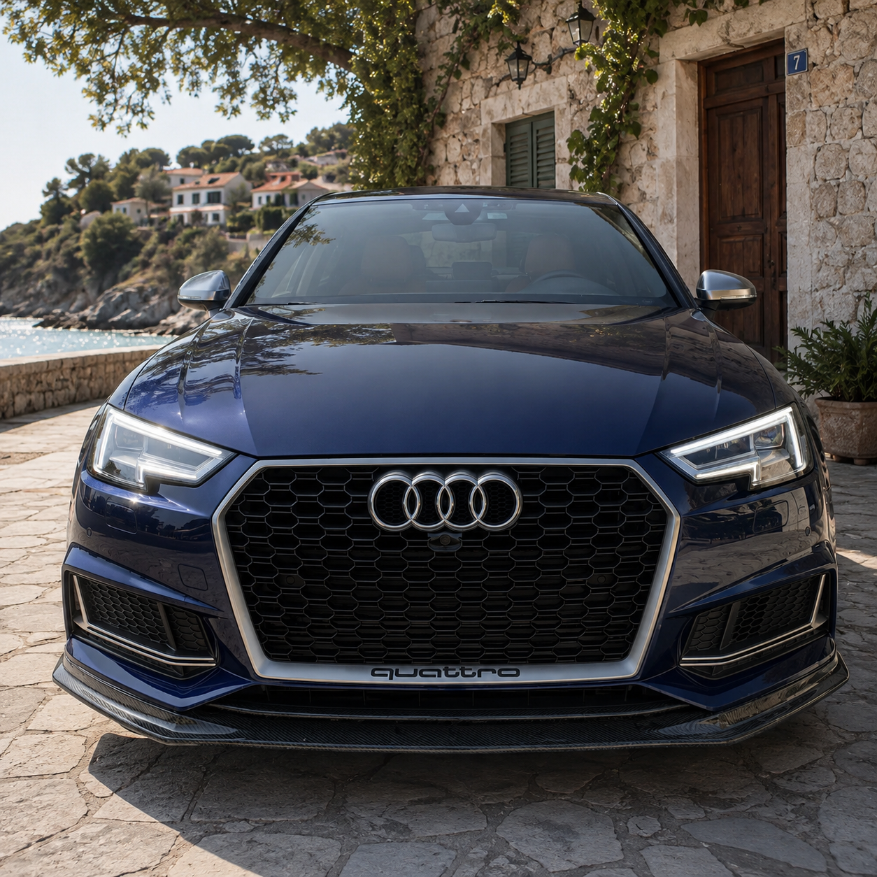 RS4 Style Grill prednja maska za Audi A4 B9 2015.-2019. Silver