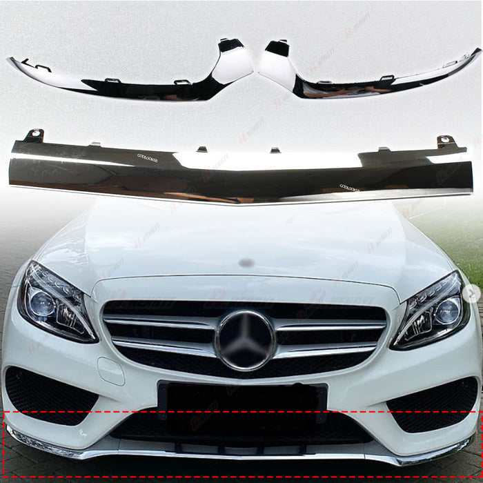 Front bumper trim strips for Mercedes C-Class W205 AMG Line, chrome