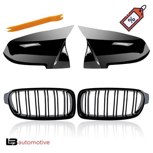 BMW F30 F31 Bundle 1: M3 Grill i Retrovizori Piano Black