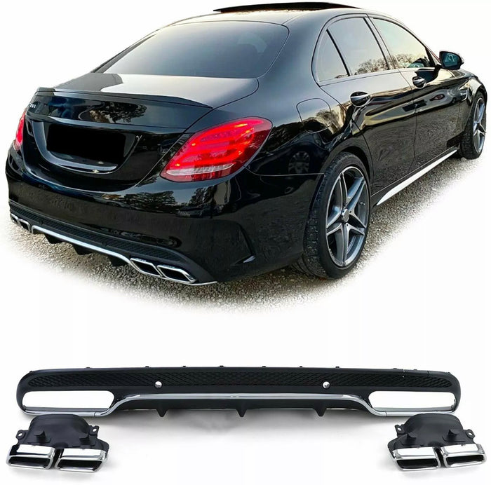 Rear diffuser for Mercedes C-Class W205 C63 AMG Look 2014-2018.